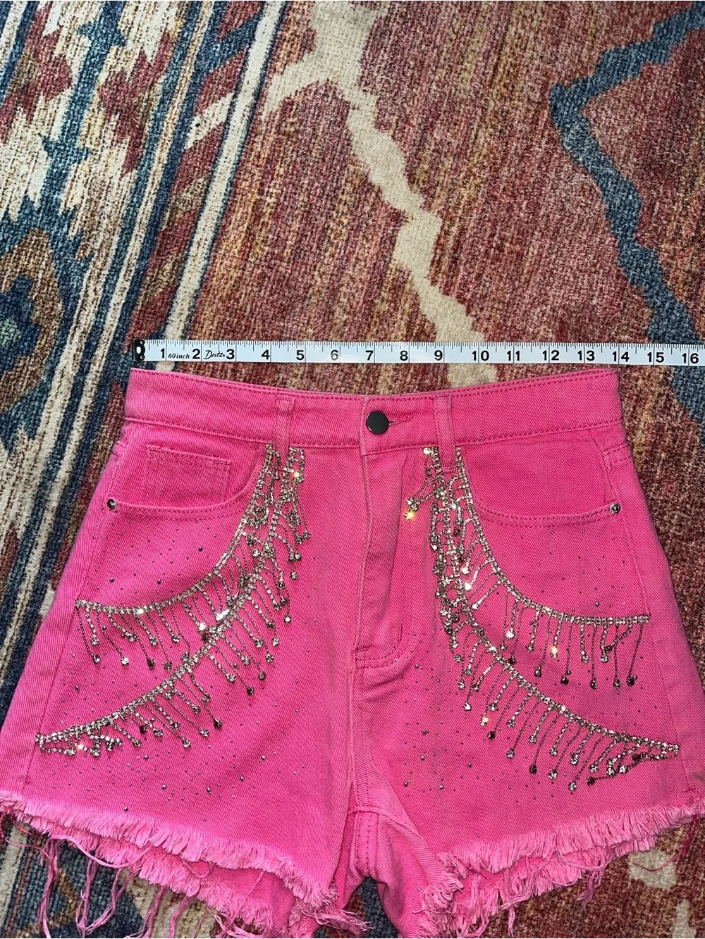 Blue B Hot Pink Embellished Denim Shorts - Picture 4 of 9